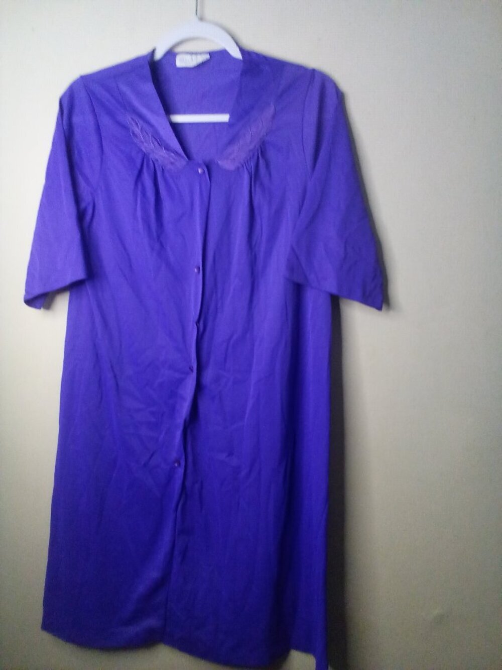 Vassarette Robe Nightgown Women S Button Up Satin Vintage Purple
